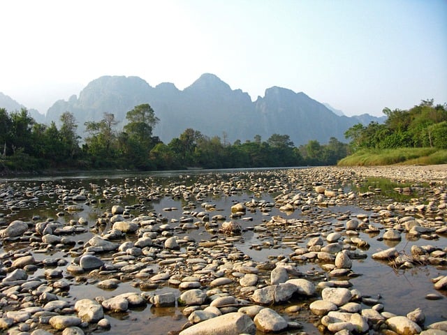 A picture of the river in Vang Vieng