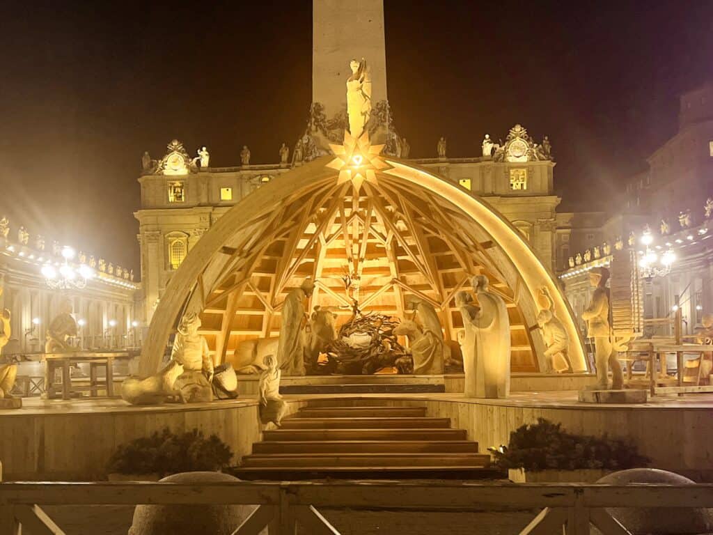A picture of the Nativity display in St. Peter's square. 