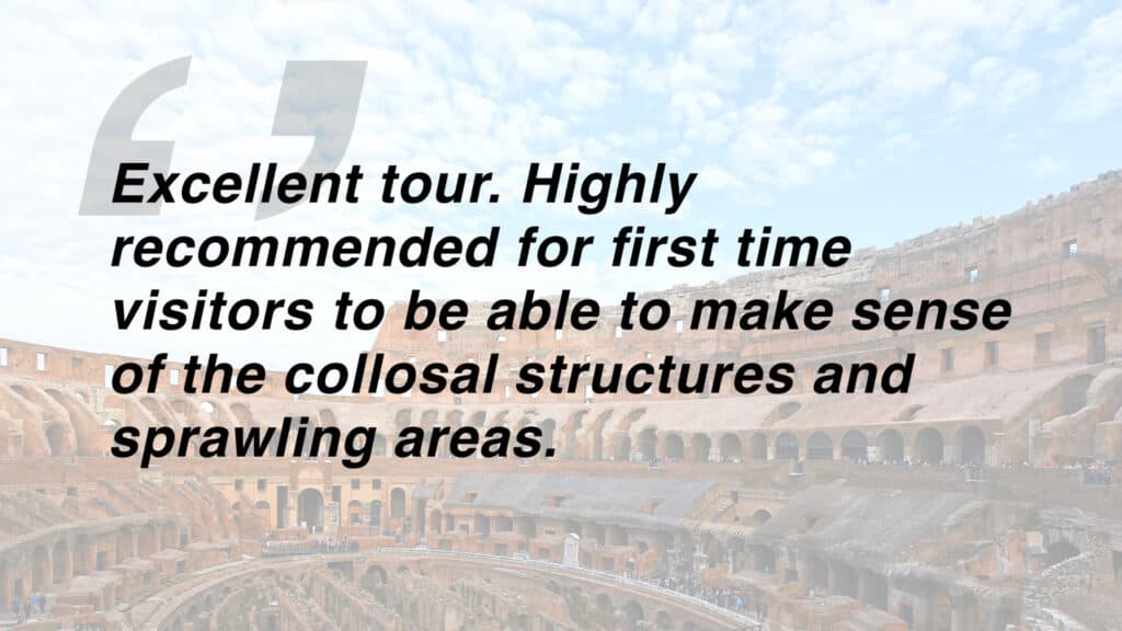 Review of the tour which says "Excellent tour. Highly recommended for first time visitors to be able to make sense of the collosal structures and sprawling areas."