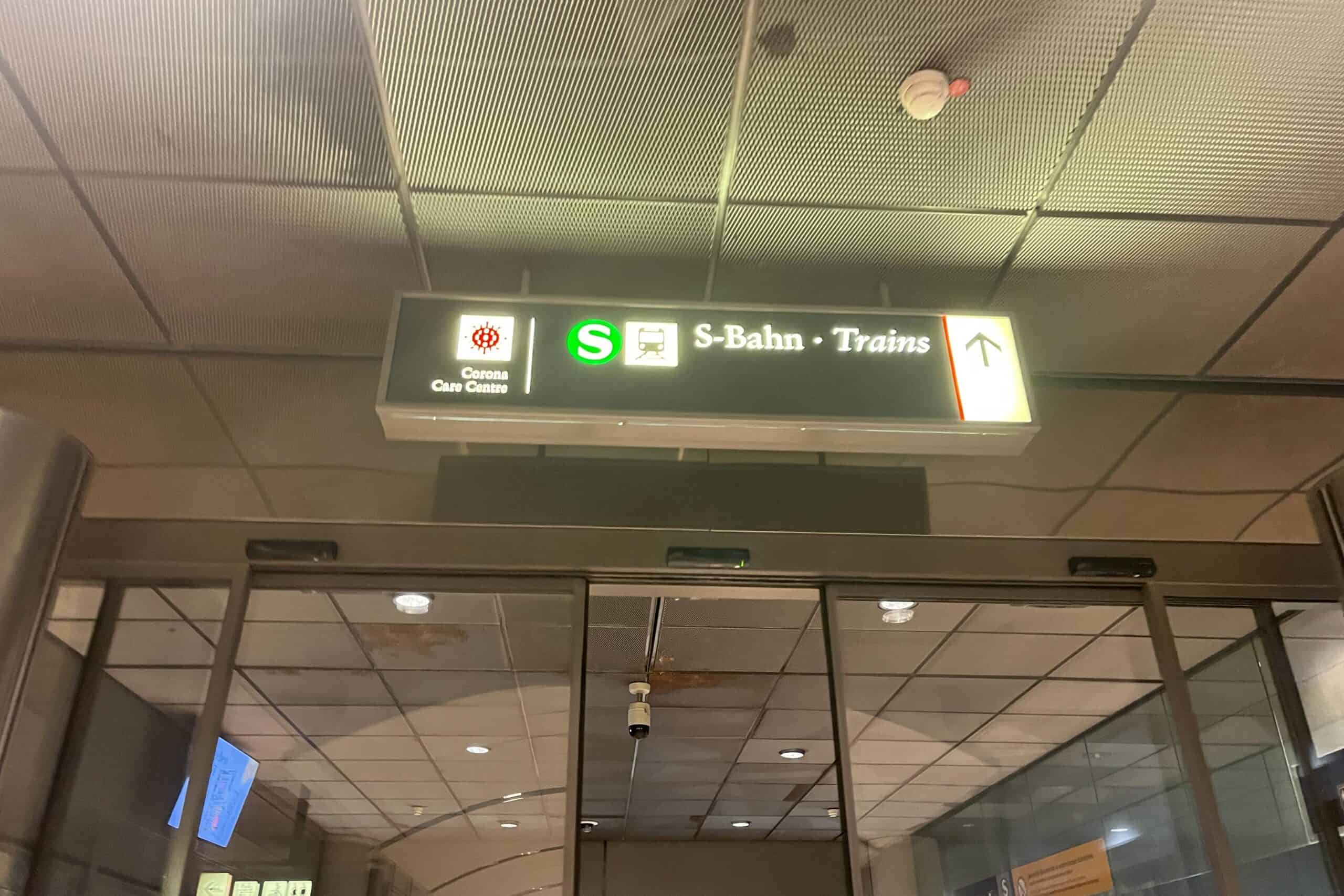Anoter picture of a sign in the airport for S-Bahn (the train). The train is the best way to get from Hamburg Airport to Hamburg Hbf.