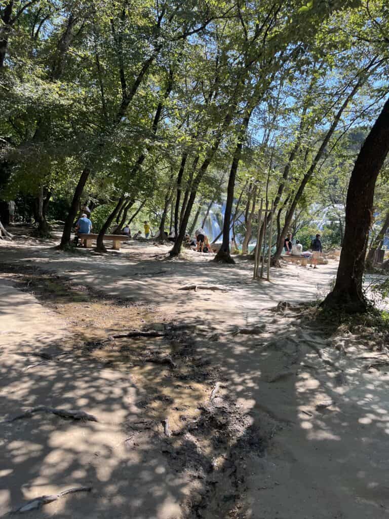 A picture of an eroded ground in Krka showing the effects of humans
